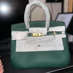Green Leather Top-Handle Women’s Bag